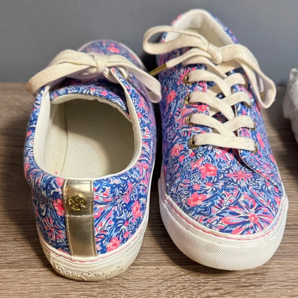 Lilly Pulitzer “Abigail” Size 10M Pink and Blue Floral Sneakers - Picture 5 of 9